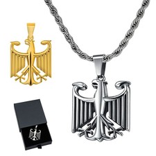 Edelstahl Halskette mit Bundesadler Anhänger Herren Deutschland Wappen Geschenk