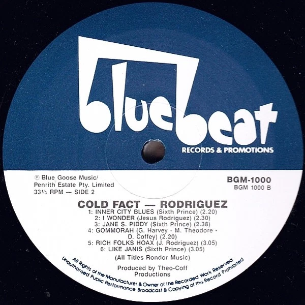 Sixto Rodriguez - Cold Fact-1978 (VG+/[NM or M-) - "Vinyl Record" - Image 4 of 4