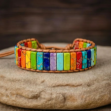 Natural Lapis Lazuli Tube Beads Genuine Leather Handmade Women Men Bracelet Gift