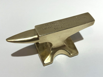 Vintage 3'' Brass Anvil Empire Pattern & Foundry Co. Tulsa Oklahoma Paper Weight