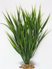 15" Medium THICK 6-stem WILD GRASS Soft Plastic Plant, Stone Base, Lower Forty F
