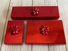 Red Boxes Set of 3 Different Sizes Gift Giving Wrapping Supplies Bows New
