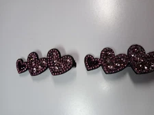 Rhinestone Alligator Hair Clips Hearts Lot of 2 Pink Crystal Duckbill Hair Clips