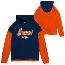 NFL Denver Broncos Girls Fleece Hooded Sweatshirt, XS 4/5 