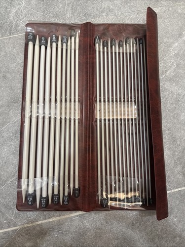 Susan Bates Aluminum Knitting Needle Full Set of 24 with Leather Case Vintage