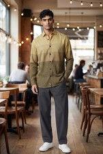 Prada Graduated Gold Geometric Logo Print Dress Shirt Button Up Mens Sz 40x15.75
