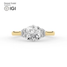 Cushion Diamond Trilogy Ring 18k Yellow Gold Labgrown 1.95 Ct Solitaire