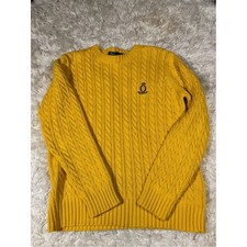 Lauren Ralph Lauren Bright Yellow Cable Knit Crewneck Sweater-PS