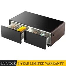 Modern Smart Coffee Table with Built-in Fridge Bluetooth Speaker Wireless Charge