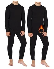  2 Sets Youth Boys Thermal Base Layer Long Johns Medium 2 Sets Black