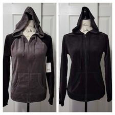 Everlast Women's Jacket Velour Hooded Full Zip Pockets Drawstring Size Small Nwt