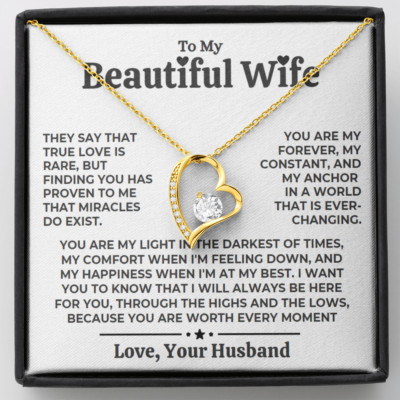 To My wife Birthday Anniversary Gift Heart Pendant Necklace Heartfelt Message