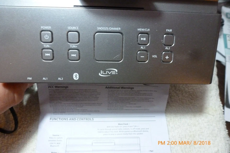 iLive Bluetooth Speaker with Clock, Black - Image 3 of 4