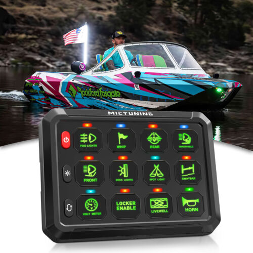 12Gang Switch Panel Green LED Backlight Switch Relay System For Car Truck Marine - Picture 13 of 24