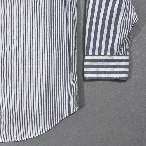 J. CREW Clásico Roto Algodón Orgánico Camisa Oxford Azul Para Hombre Grande Rayas - Imagen 8 de 13