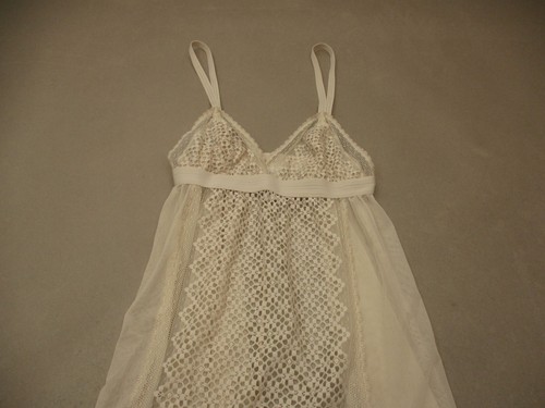 DKNY Size S Womens Ivory Lace Unlined Wireless Pull On Sheer Sexy Chemise 5E - Picture 2 of 5