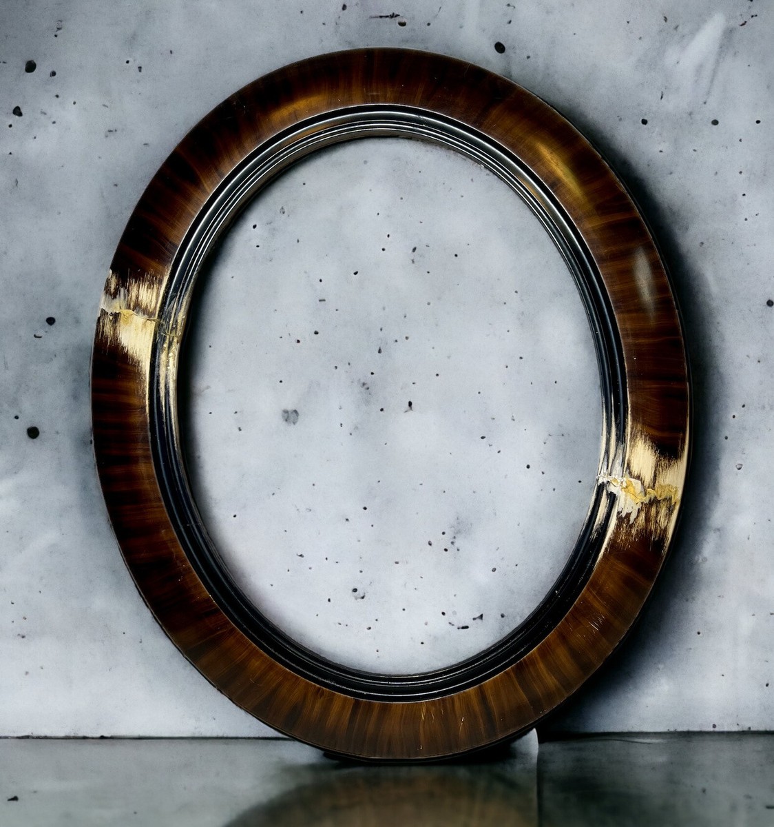 推定20年代 Dark Amber Round frame Antique Art Deco picture Oval frame 25.5 X 21.5” (20x 16” Photo