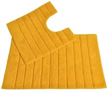 Ribbed Design Bath Mat Set Bath & Pedestal Toilet Mat 2pc 100% Super Soft Cotton