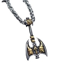 Viking Axe Necklace Silver Gold Stainless Steel Norse Warrior Cosplay Pendant
