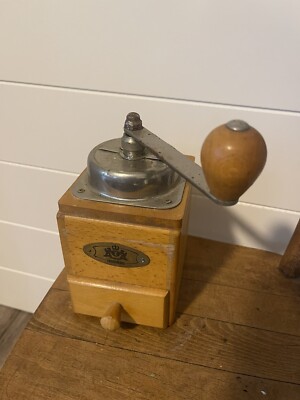 Vintage Zassenhaus Coffee Grinder Hand Crank Metal & Wood w/ Drawer ...