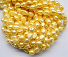 Wholesale 8-9mm Light Gold Freshwater Cultured Baroque Pearl Loose Beads 14''