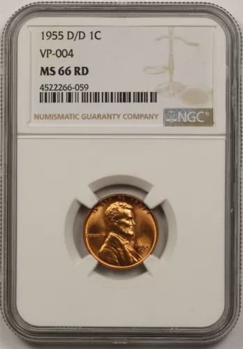 1955-D/D VP-004 1C NGC MS 66 RD Lincoln Wheat Penny