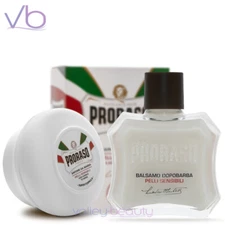 PRORASO White Shaving Soap + After Shave Balm - Green Tea, Oatmeal, Natural