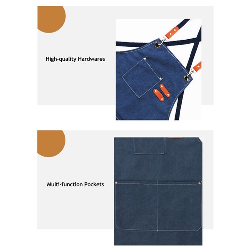 Barber Apron Canvas Apron Multi-function Pockets Detachable N6N6 - Picture 2 of 12