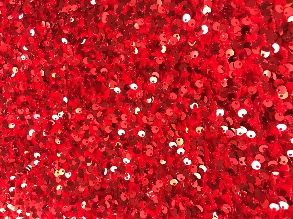 Red Stretch Velvet with All Over Red Sequins, 54/55", Clothing & Apparels, Decor - Image 2 of 4