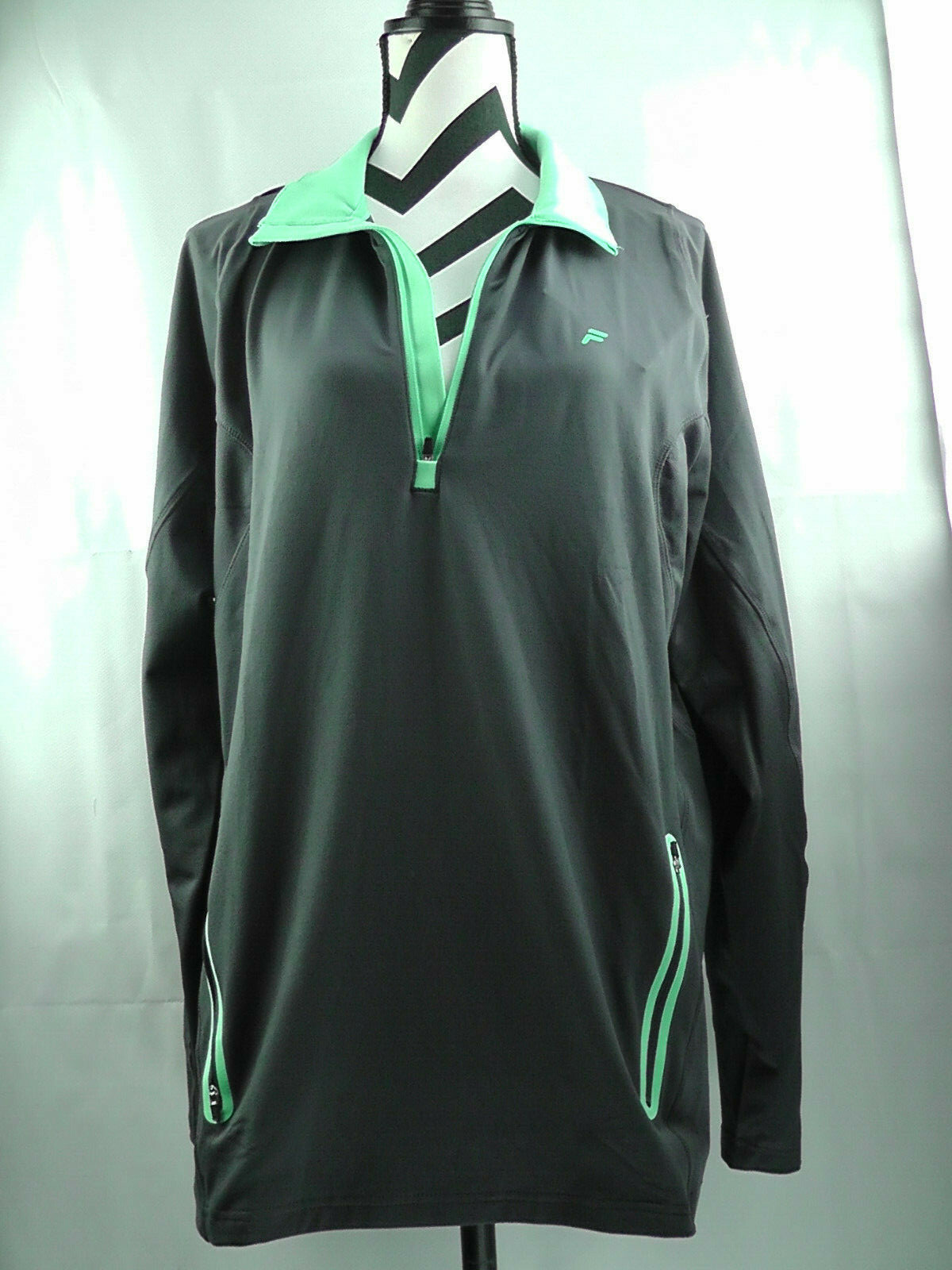 Giacca Fila uomo platino tennis 1 4 zip TM153KY1 Large $110 Thermocool nuova con etichette