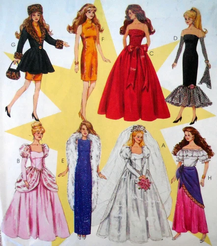 McCALLS 8552 SEW PATTERN FASHION DOLL CLOTHES BARBIE 11.5" GOWNS WEDDING UC/FF