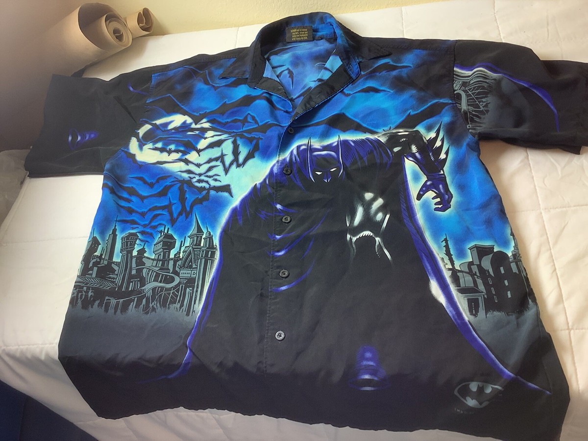 Chemise Vintage Warner Bros Batman DC Comics – Homme XL, Bleue, 2001, Gotham City
