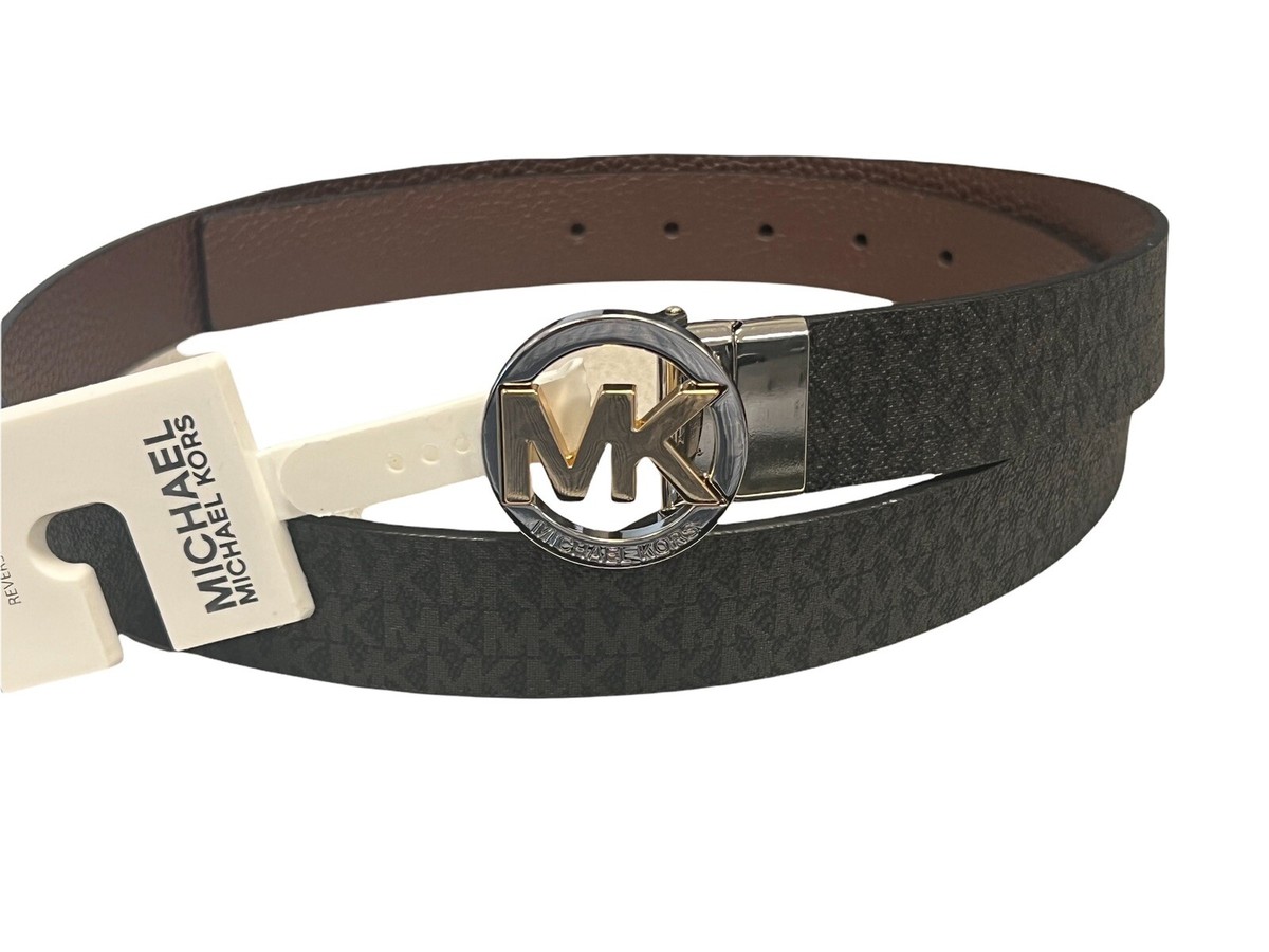 Michael Kors Reversible Twist Belt MK Logo Brown Black Gold XL 551342 Michael Kors MK Logo Signature Twist Reversible Belt 551342C  main image 4