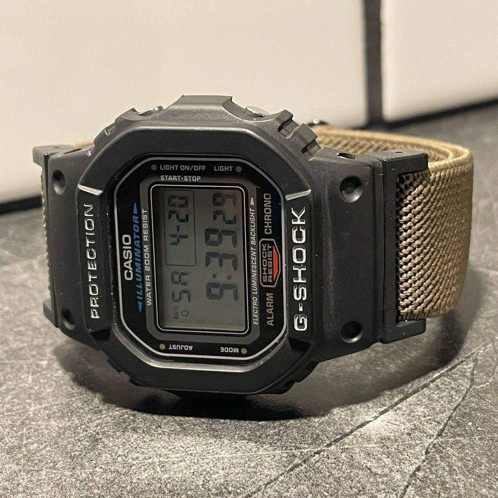 G-Shock DW-5600E with Custom Army Green Stretch Band | eBay G-Shock DW-5600E with Custom Army Green Stretch Band | eBay