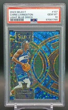 2023-24 Panini Select #107 Chris Livingston Light Blue Disco Prizm /99 PSA 10 