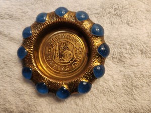 1930s Fisher Jewel Tray Black Onyx Marbles Brass Jewelry New York World's Fair