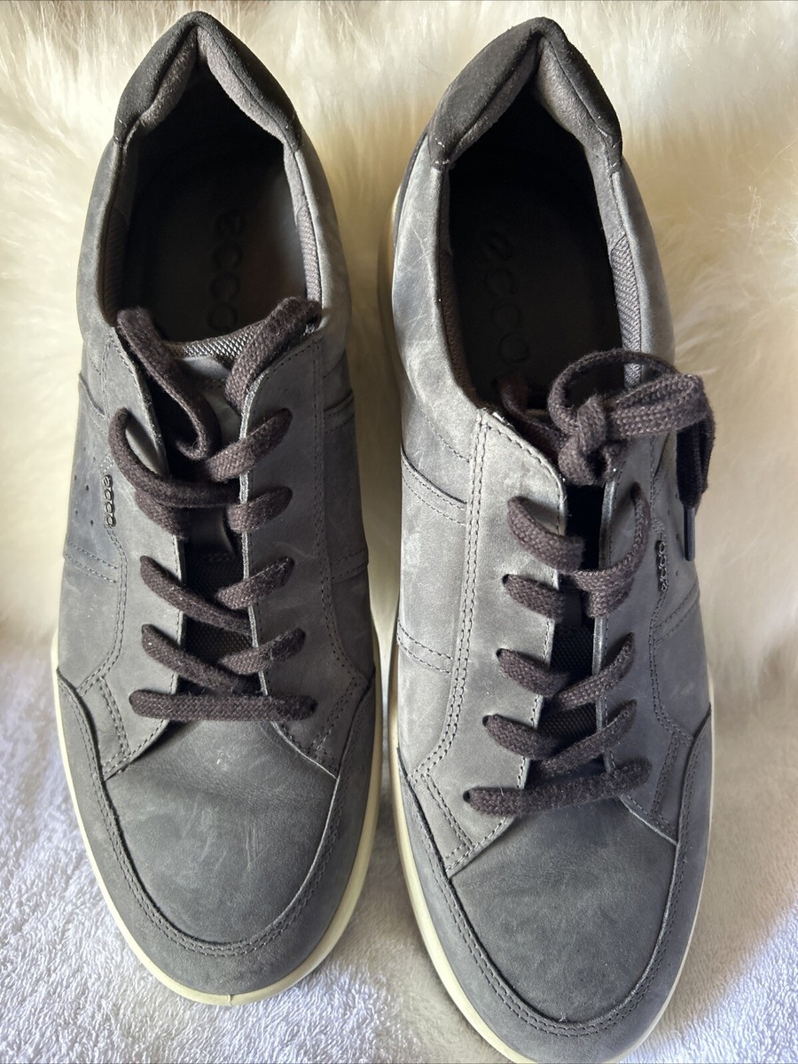Ecco Shoes Mens Size 12 Gray White Suede Leather Comfort Lace Up Casual Sneakers Men main image 4