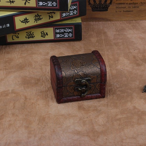 Decorative Vintage Trinket Boxes Small Wooden Storage Jewelry Box Treasure Chest - Picture 9 of 10