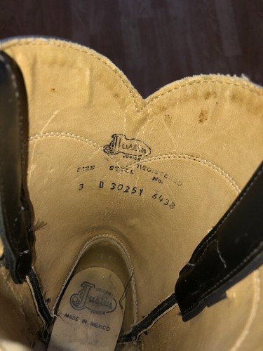 Justin Size 3 D Gray Junior/Youth Leather Roper Cowboy Western Boots Style 3025Y - Picture 6 of 11