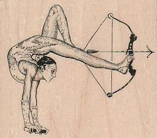 Contortionist Archer 3 1/4 x 2 3/4" Rubber Stamp, People Stamp, Archer Stamp