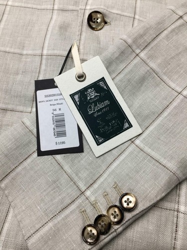 $1195 Lubiam Men's Grey Italy Grid Check Blazer Sport Suit Coat Jacket Size 56R - Picture 2 of 5