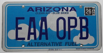 USA Nummernschild aus Arizona ''ALTERNATIVE FUEL - CLEAN AIR - BLUE SKIES'' Vanity