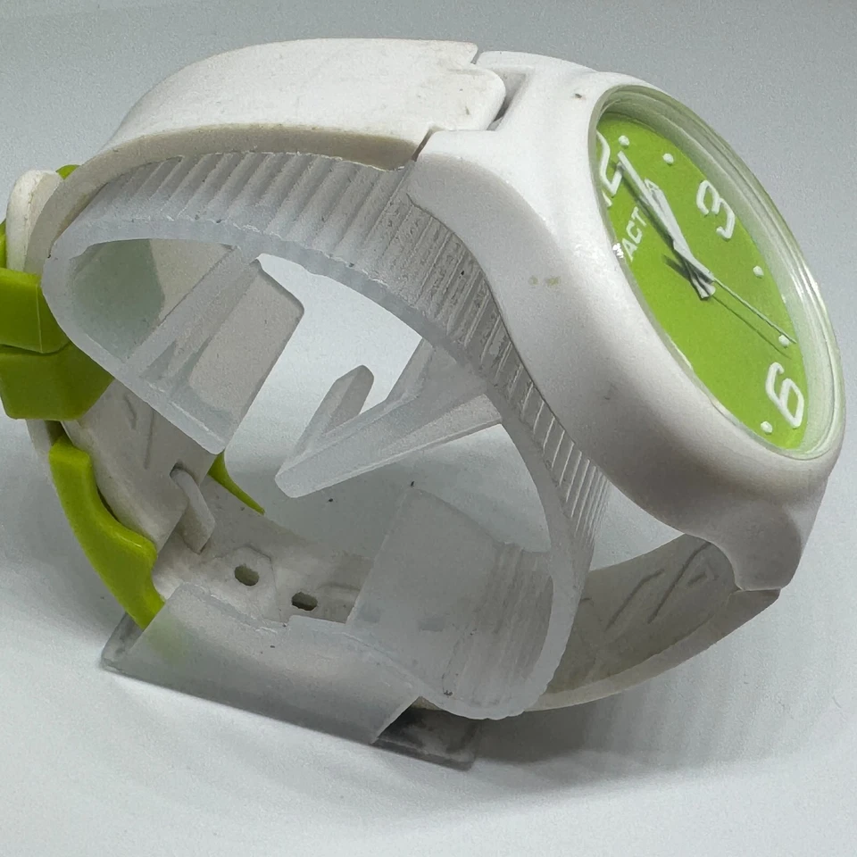 Relógio de quartzo Activa unissex 50m branco verde plástico borracha peças suíças nova bateria - Imagem 3 de 4