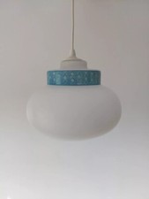 SUSPENSION OPALINE SATINÉ VINTAGE DESIGN 60s 70s LUMINAIRE 
