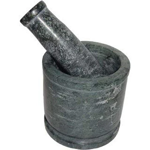 Green Granite Imam Dasta, Mortar Pestle Set Ohkli Musal for Kitchen (2.5" inch)
