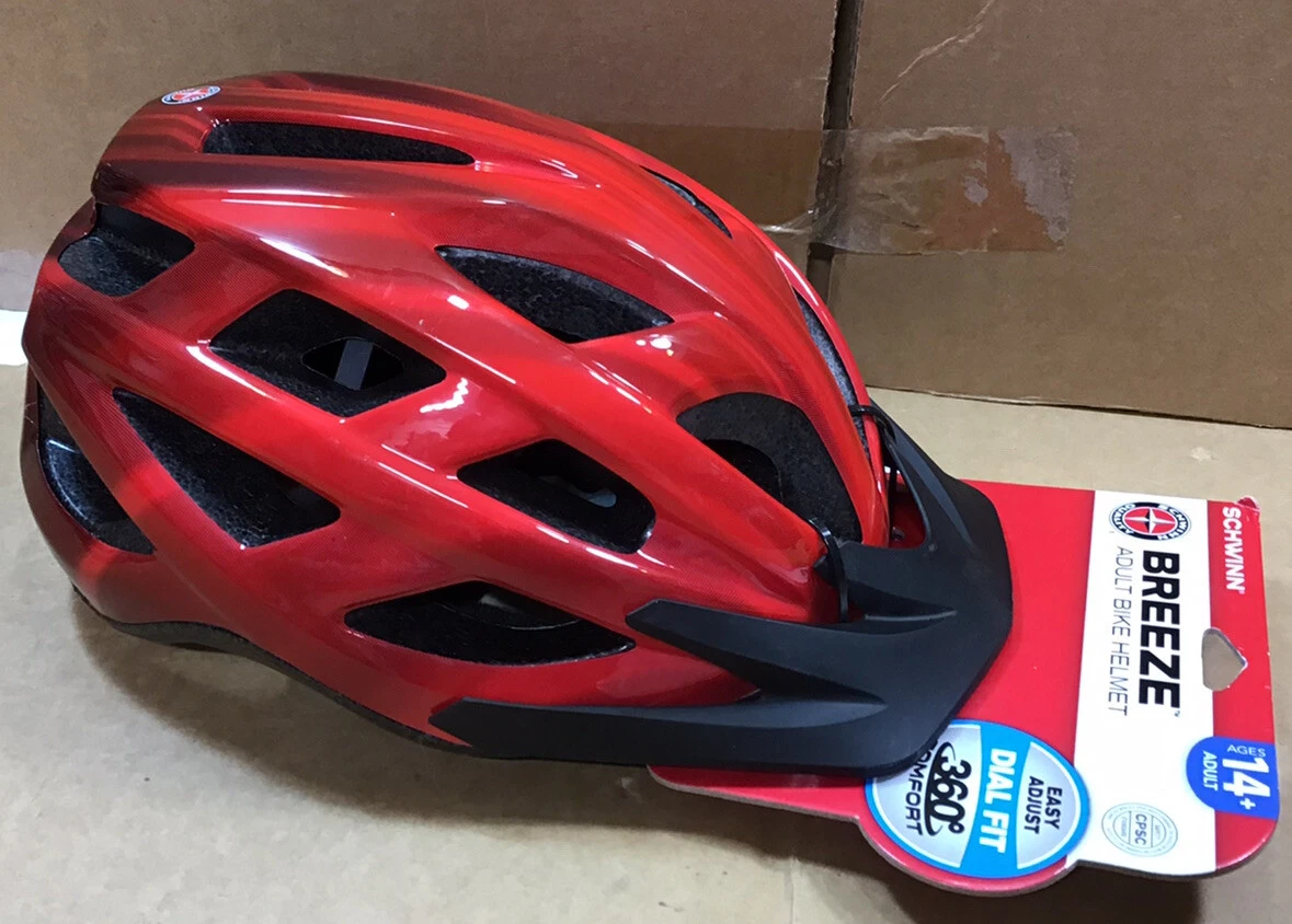 Schwinn Adult Bike Helmet Breeze Red Dial Fit Vents Adjustable