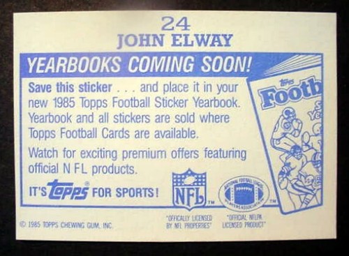 1984 Topps Football #63 John Elway RC & 1985 Topps Sticker #24 - Picture 11 of 13