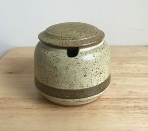 Owens Pottery Seagrove Speckled Tan Brown Sugar Bowl Lid Vguc Ebay