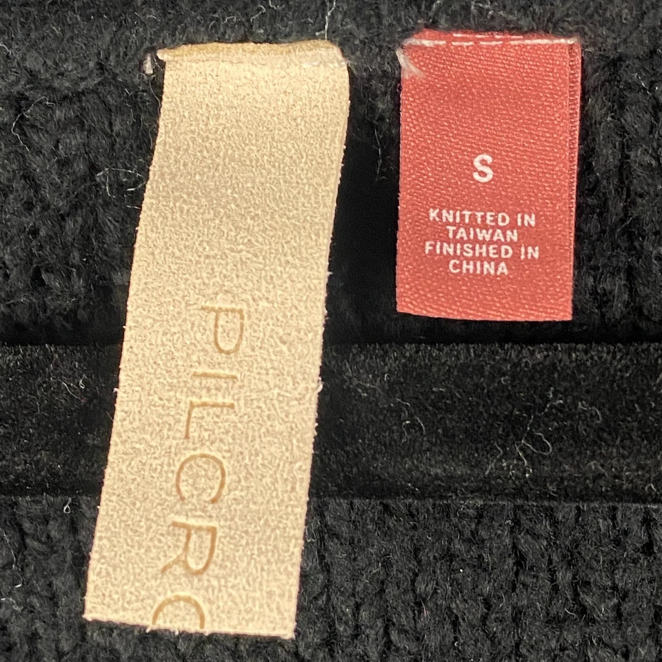 Suéter Anthropologie Pilcro Negro Calce Relajado Suave Grueso Tejido Recortado Profundo V S Foto 4 de 4