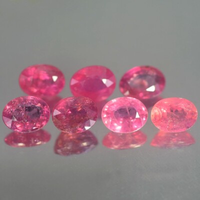 3.34CT CHARMIMG AA 7PCS UNHEATED OVAL PINKISH RED RUBY NATURAL